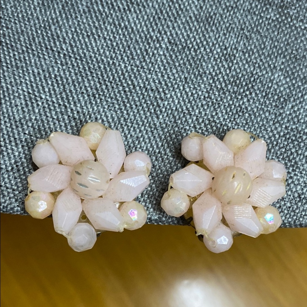 Western Germany Pink Floral Clip-on Earrings